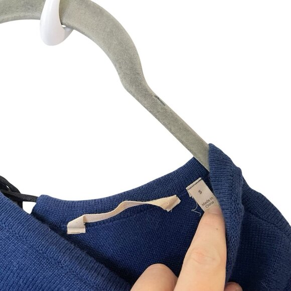 Soft Surroundings Sweater Wool Long Sleeve Pleated Boat Neck Bow Tie Back Blue S - Picture 4 of 6